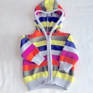 Carters Sweater Multicolored Stripped Hooded Kids Sweater Size 0-3M